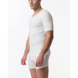 2 PACK AΝΔΡΙΚΗ ΦΑΝΕΛΛΑ ΜΕ ΚΟΝΤΟ ΜΑΝΙΚΙ ΚΑΙ ΑΝΟΙΧΤΟ ΛΑΙΜΟ ΧΡΩΜΑ ΛΕΥΚΟ 503/1