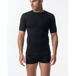 2 PACK AΝΔΡΙΚΗ ΦΑΝΕΛΛΑ ΜΕ ΚΟΝΤΟ ΜΑΝΙΚΙ ΚΑΙ ΛΑΙΜΟΚΟΨΗ ΧΡΩΜΑ ΜΑΥΡΟ 502/2